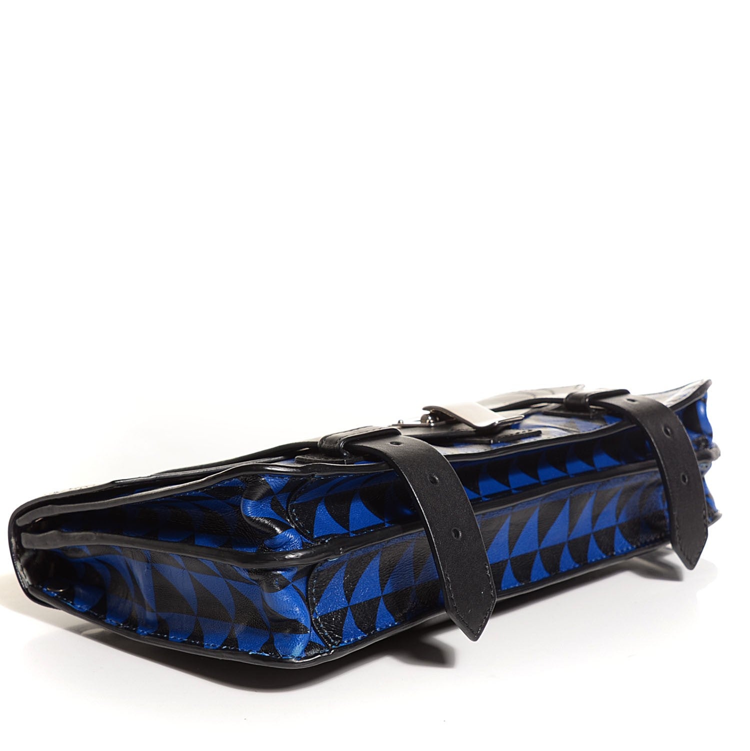 Proenza Schouler Triangle Print Calfskin PS1 Pochette Clutch Black Royal Blue 4 of 8