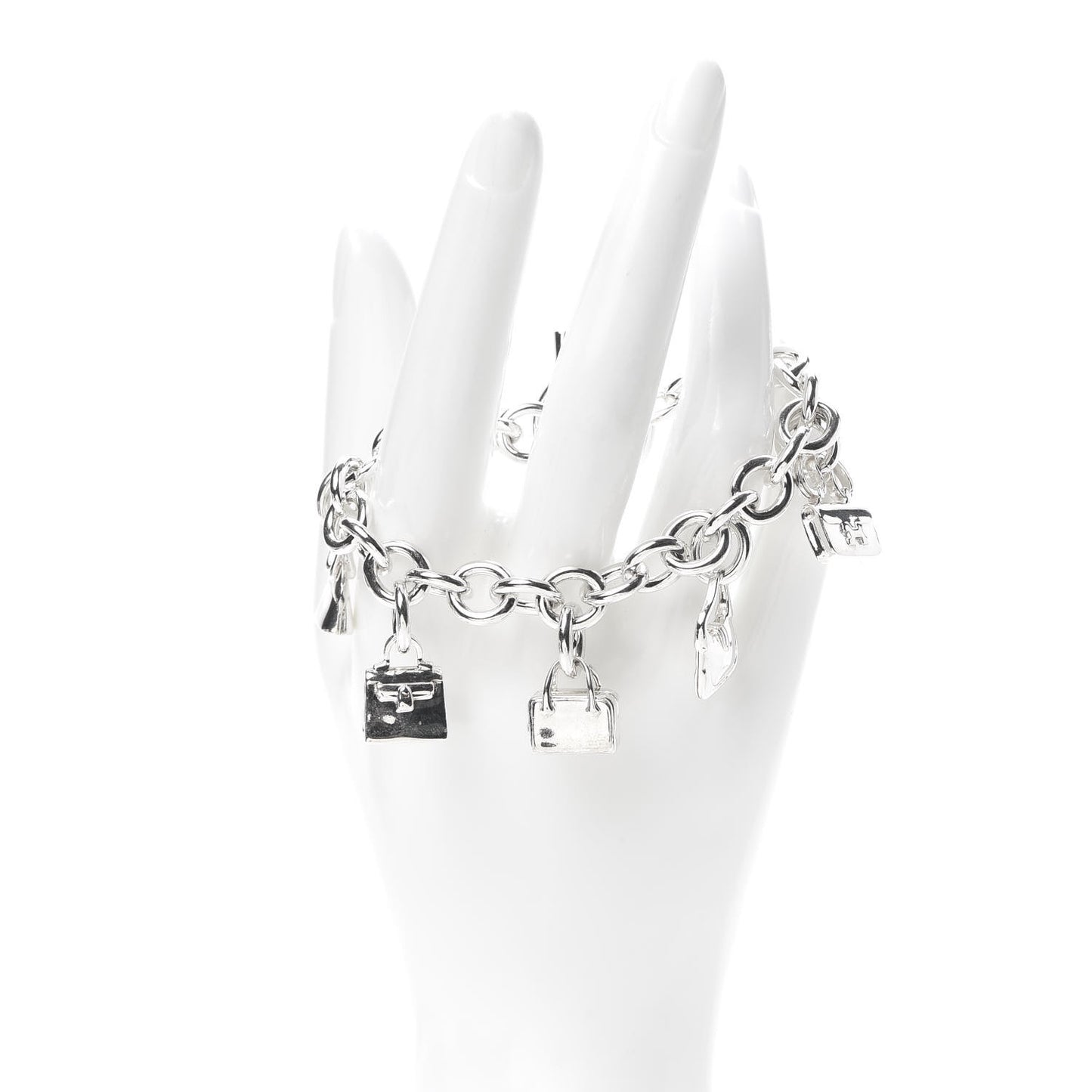 Sterling Silver Five Bags Amulette Charm Bracelet LG