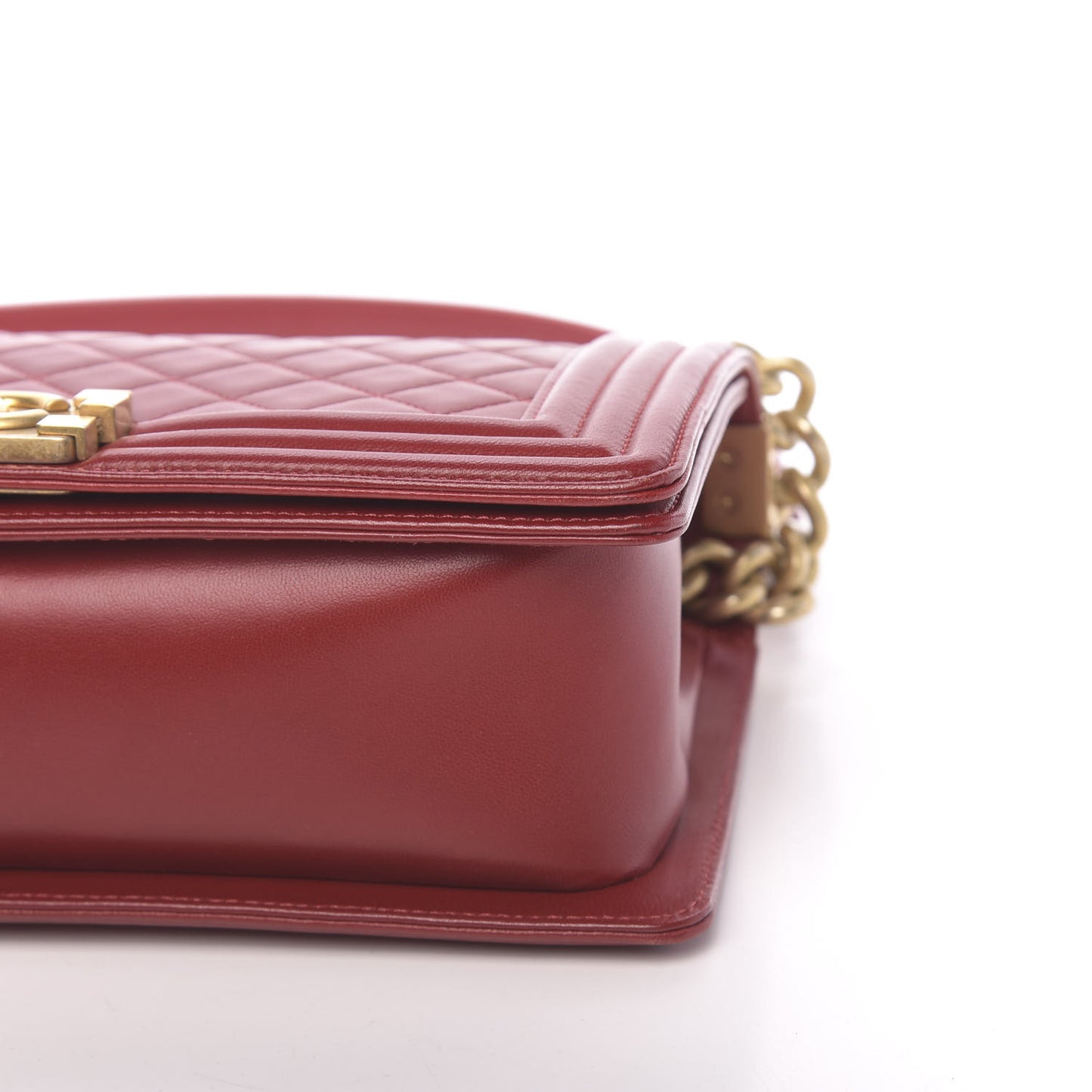 Lambskin Quilted Medium Boy Flap Red