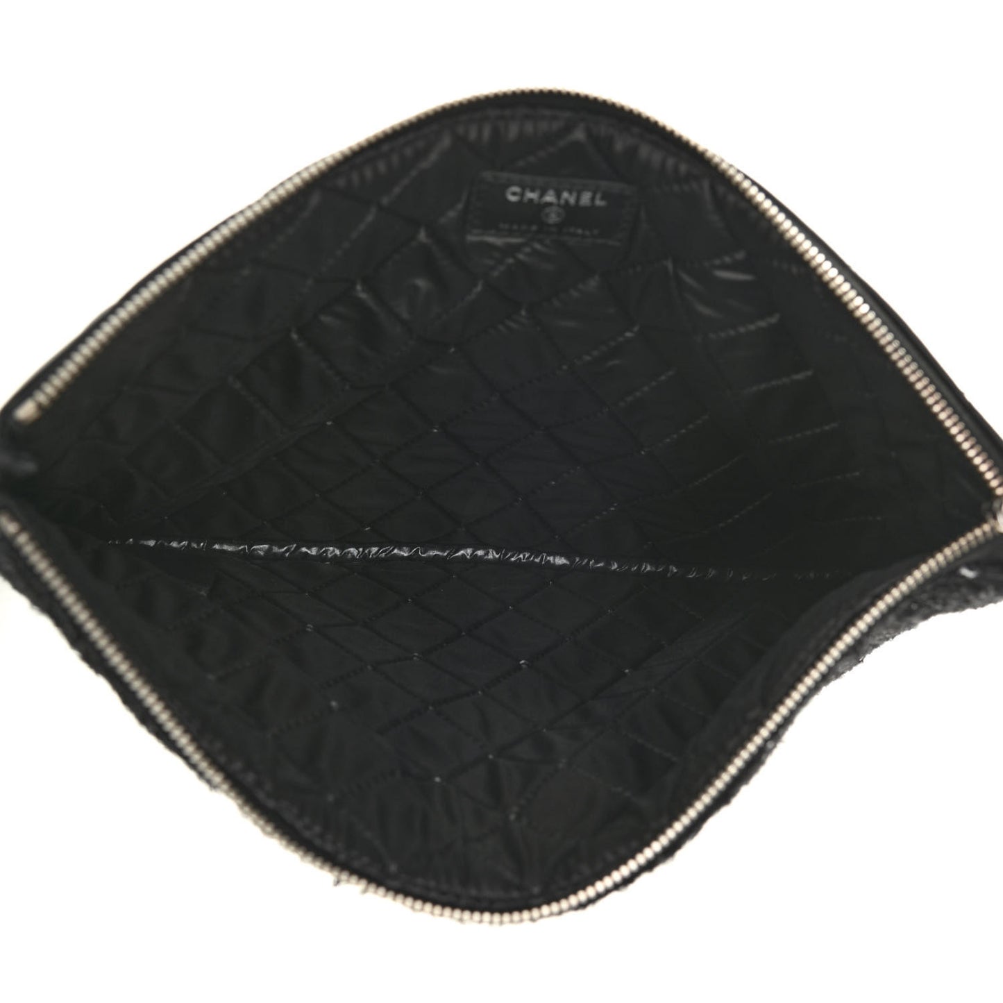 Tweed Lambskin Quilted Small Case Black