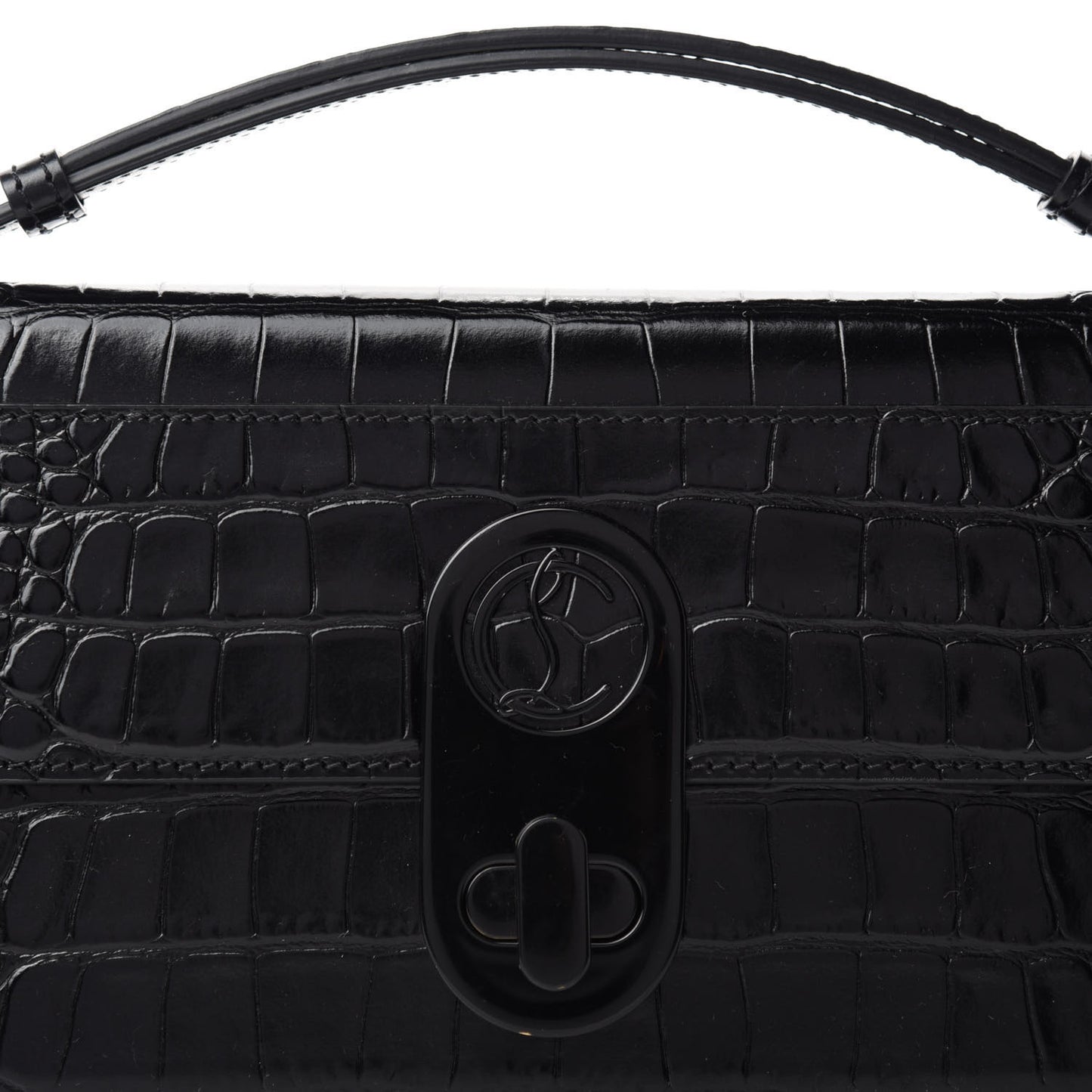 Calfskin Alligator Embossed Elisa Baguette Black
