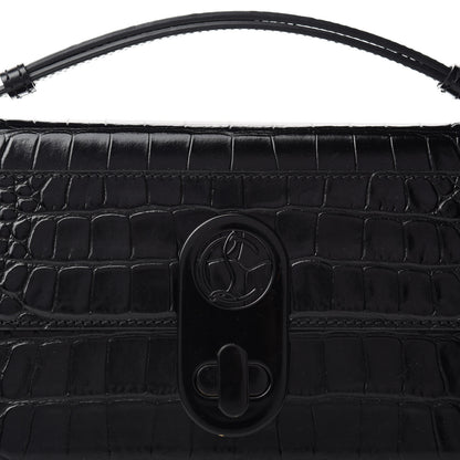 Christian Louboutin Calfskin Alligator Embossed Elisa Baguette Black 9 of 9