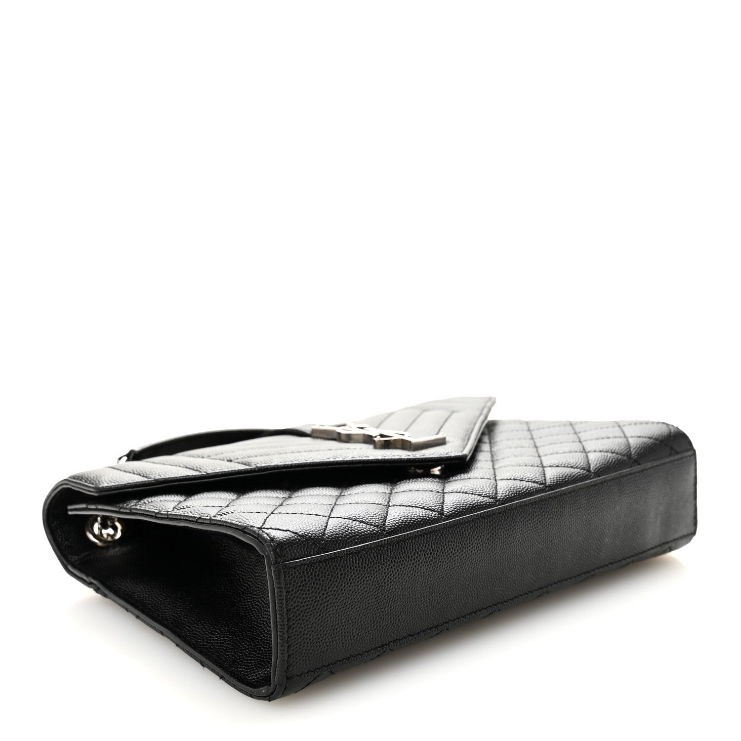 Saint Laurent Grain De Poudre Textured Mixed Matelasse Triquilt Medium Monogram Satchel Black 4 of 10