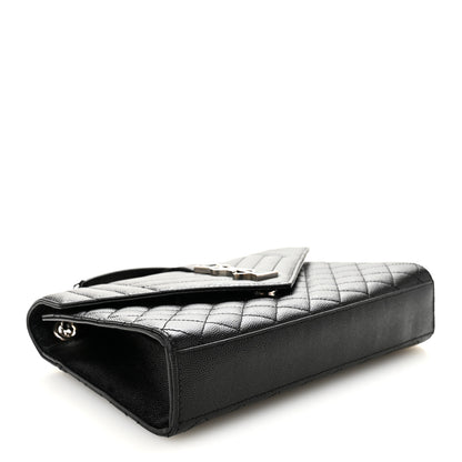 Saint Laurent Grain De Poudre Textured Mixed Matelasse Triquilt Medium Monogram Satchel Black 4 of 10