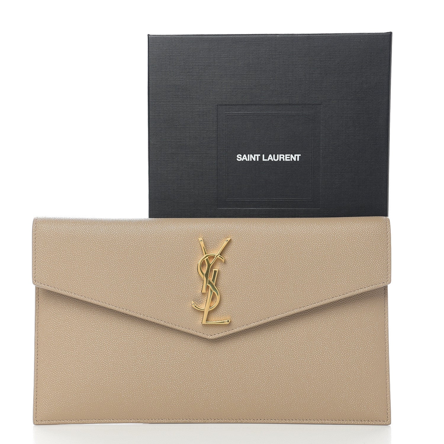 Saint Laurent Grain De Poudre Uptown Pouch Dark Latte 6 of 6