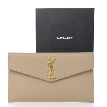 Saint Laurent Grain De Poudre Uptown Pouch Dark Latte 6 of 6