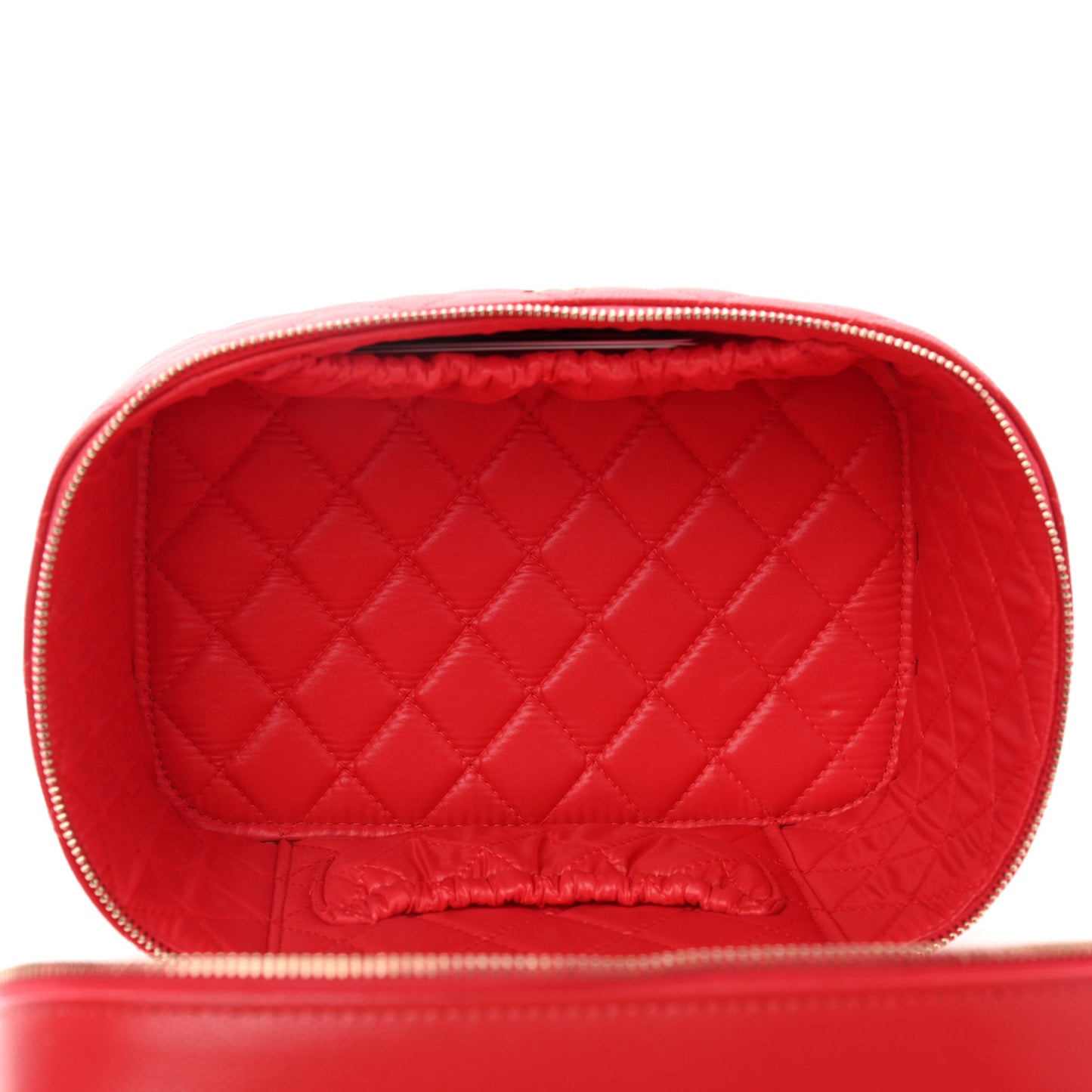 Caviar Quilted Large Vanity Pouch Red