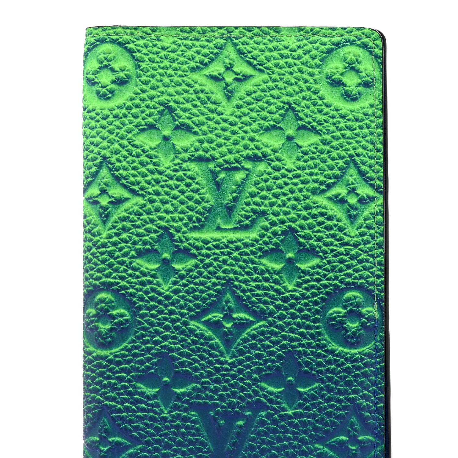 Louis Vuitton Taurillon Illusion Brazza Wallet Bleu Vert 8 of 10
