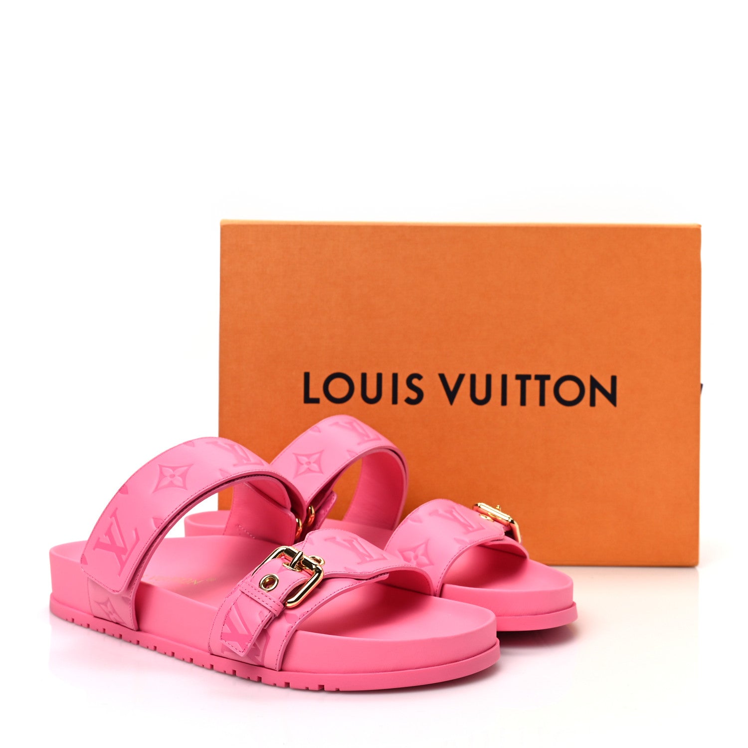 Louis Vuitton Calfskin Monogram Embossed Bom Dia Flat Mule Sandals 39.5 Pink 8 of 8