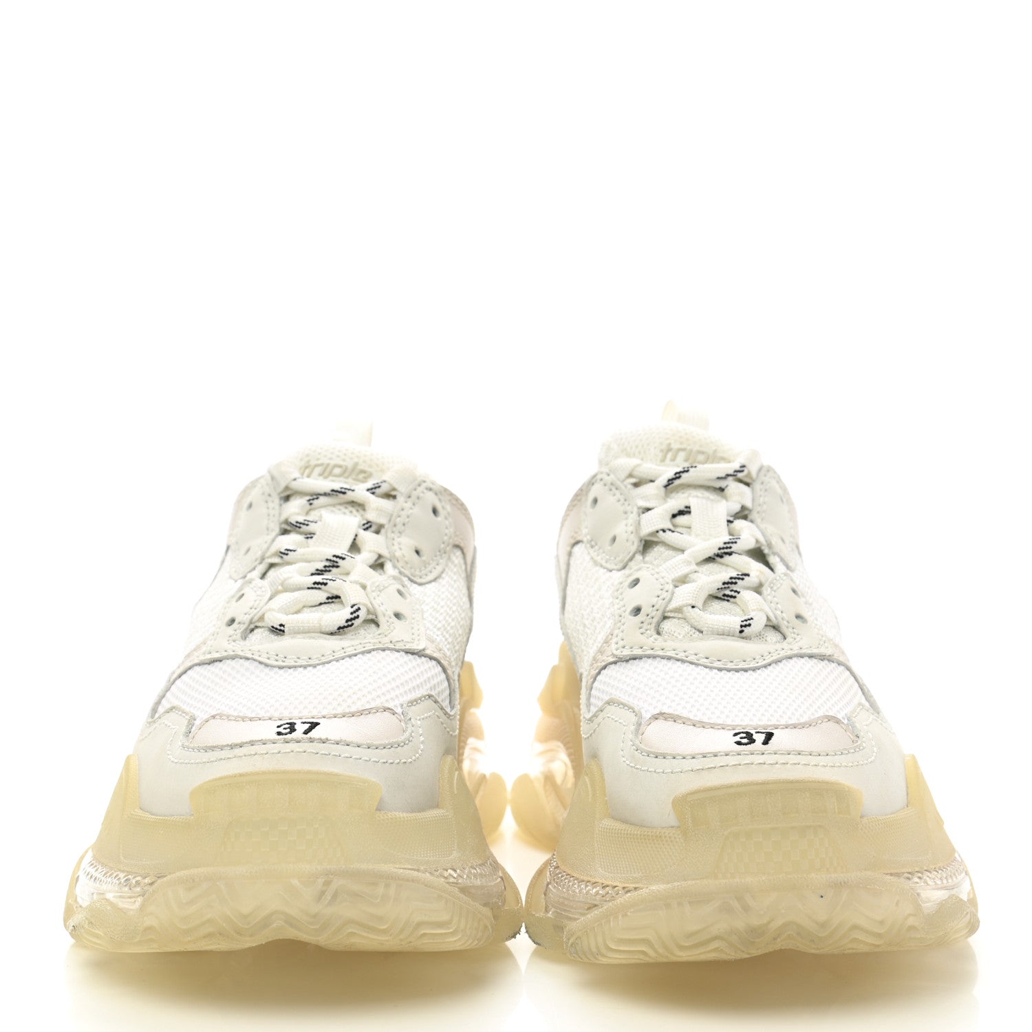 Balenciaga Fabric Mesh Clear Sole Womens Triple S Sneakers 37 White 2 of 8