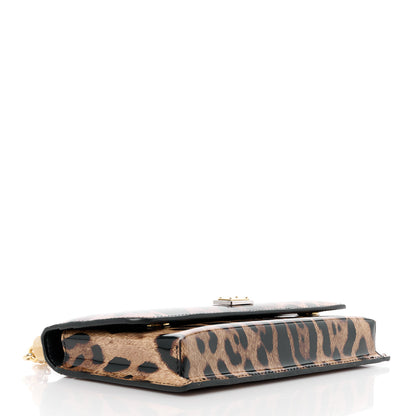 Dolce & Gabbana Patent Leopard Print Mini Miss Sicily Chain Wallet Brown Black Red 4 of 10