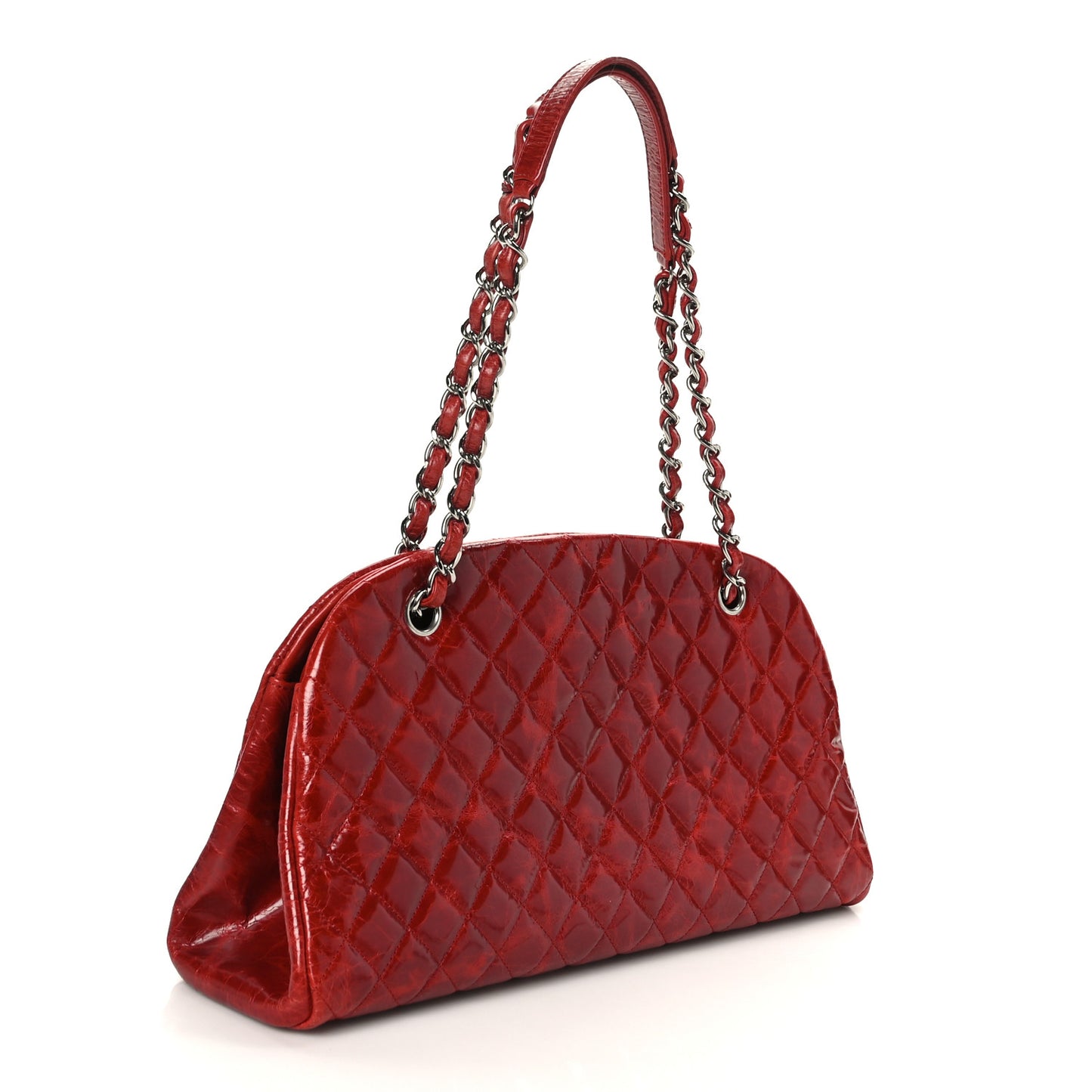 Glazed Calfskin Quilted Medium Just Mademoiselle Red
