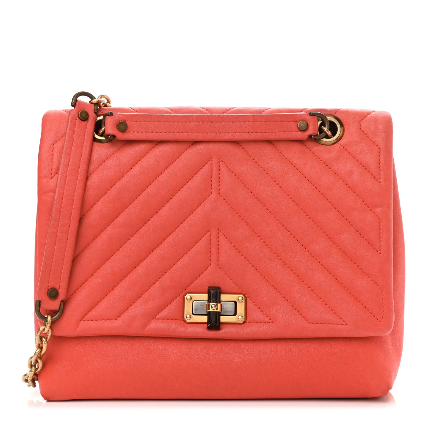 Quilted Lambskin Happy Medium Shoulder Bag Coquelicot Orange