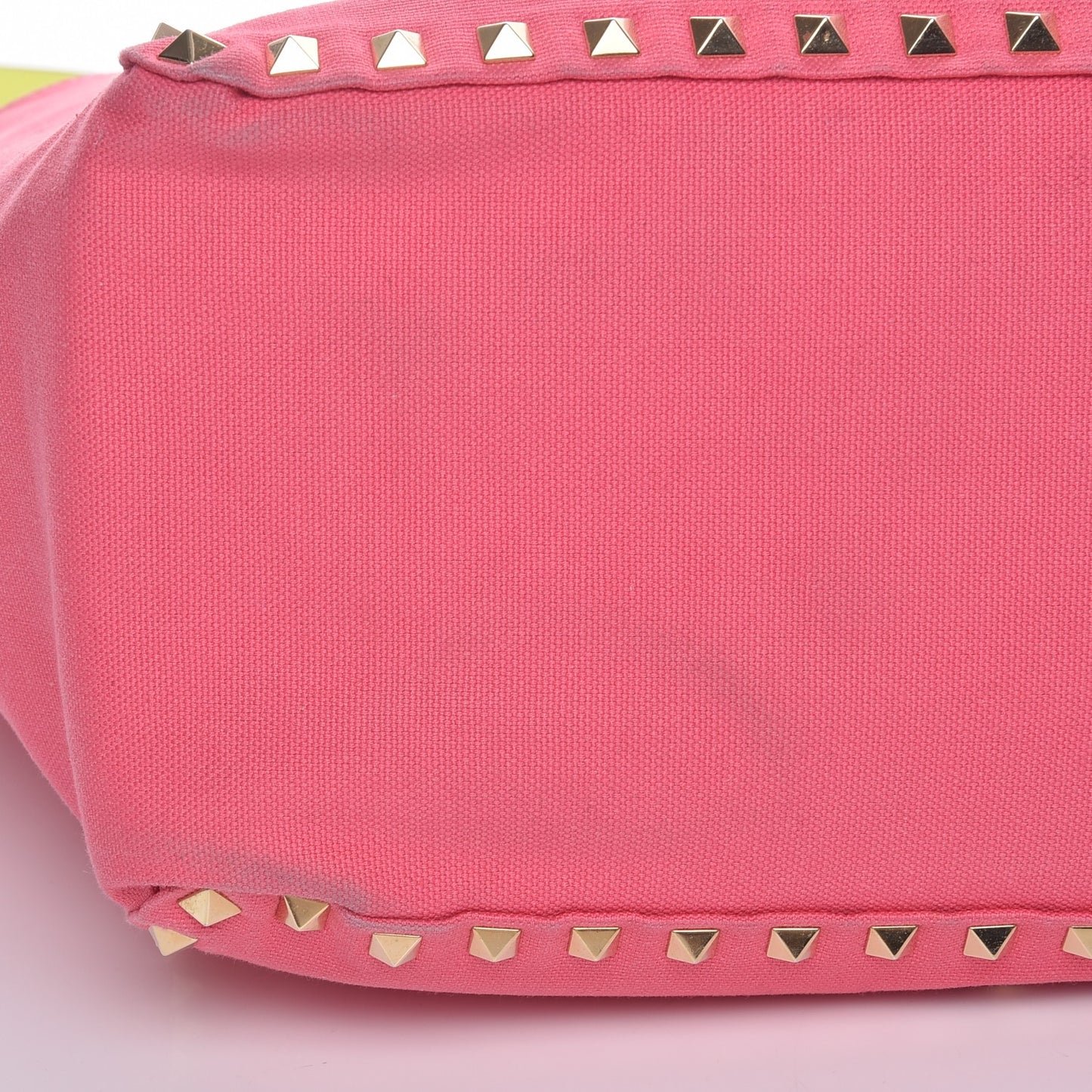 Canvas Large Rockstud Reversible Tote Pink Yellow