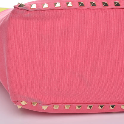 Valentino Garavani Canvas Large Rockstud Reversible Tote Pink Yellow 15 of 19