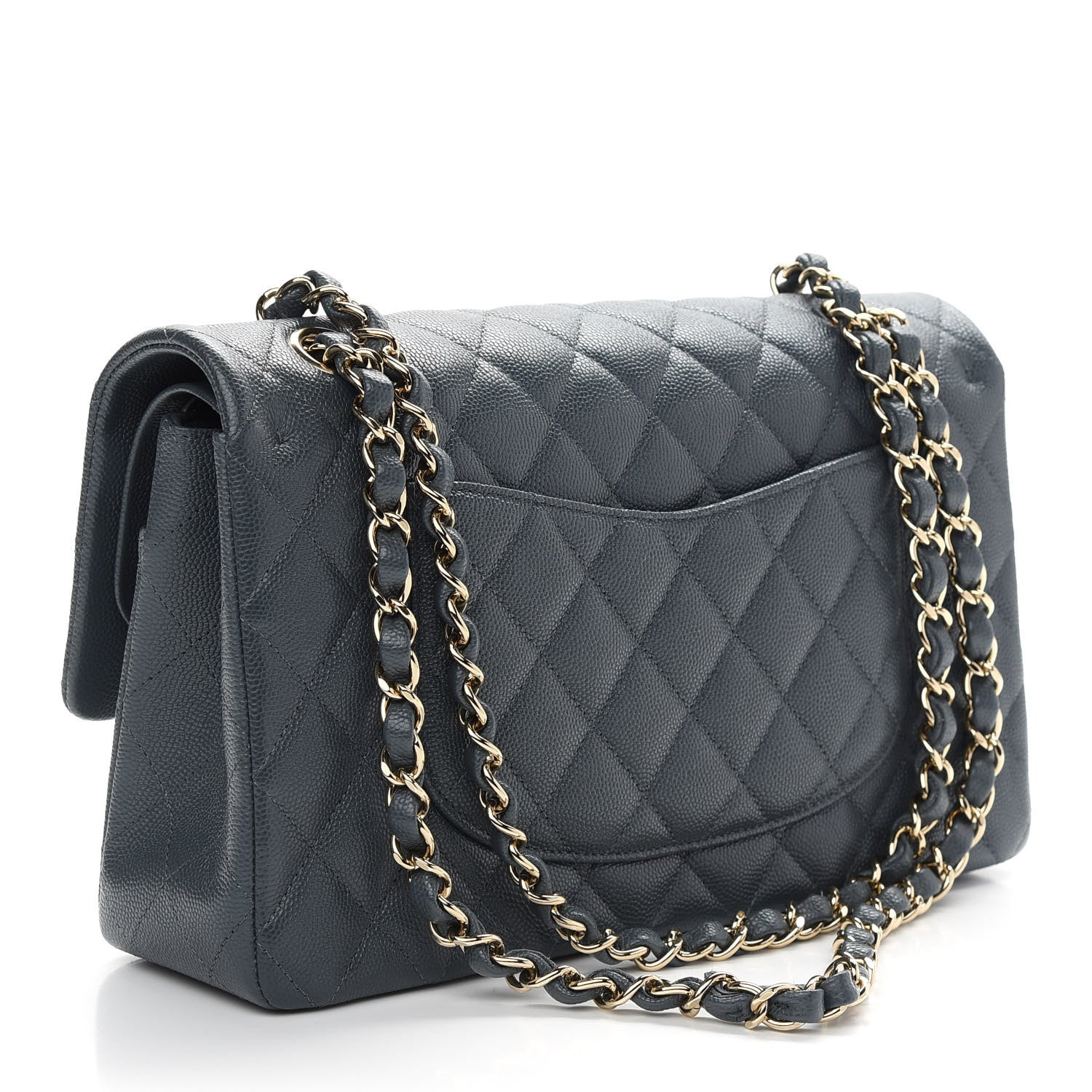 Chanel Caviar Quilted Medium Double Flap Dark Grey 3 of 9
