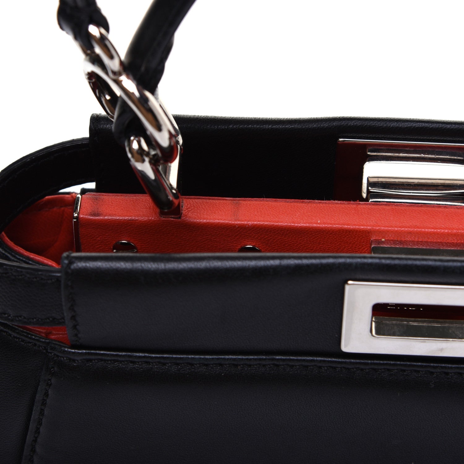 Fendi Nappa Karung Monster Eyes Mini Peekaboo Iconic Satchel Black Papavero 15 of 23