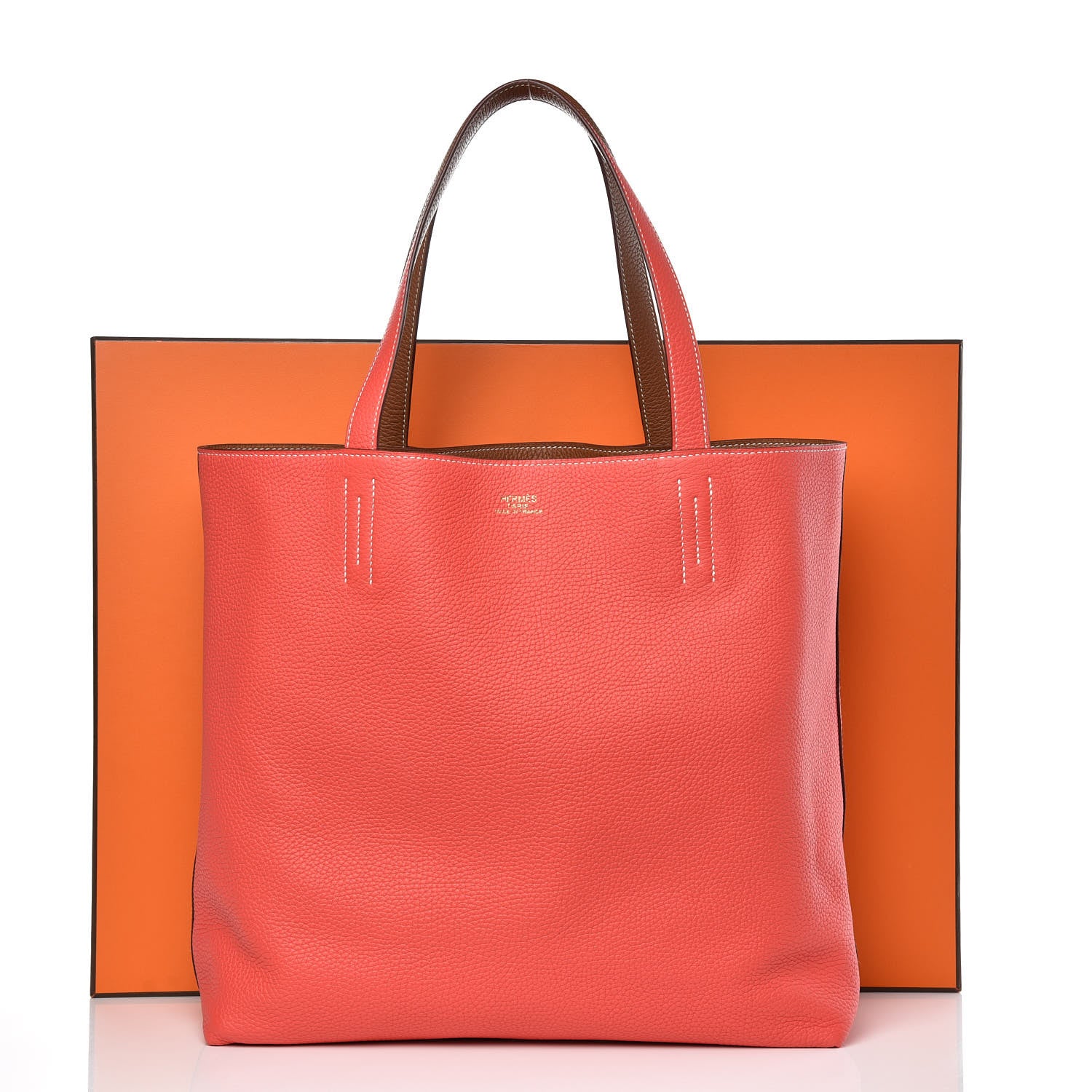 Hermes Taurillon Clemence Double Sens 45 Reversible Tote Gold Rose Jaipur 15 of 15