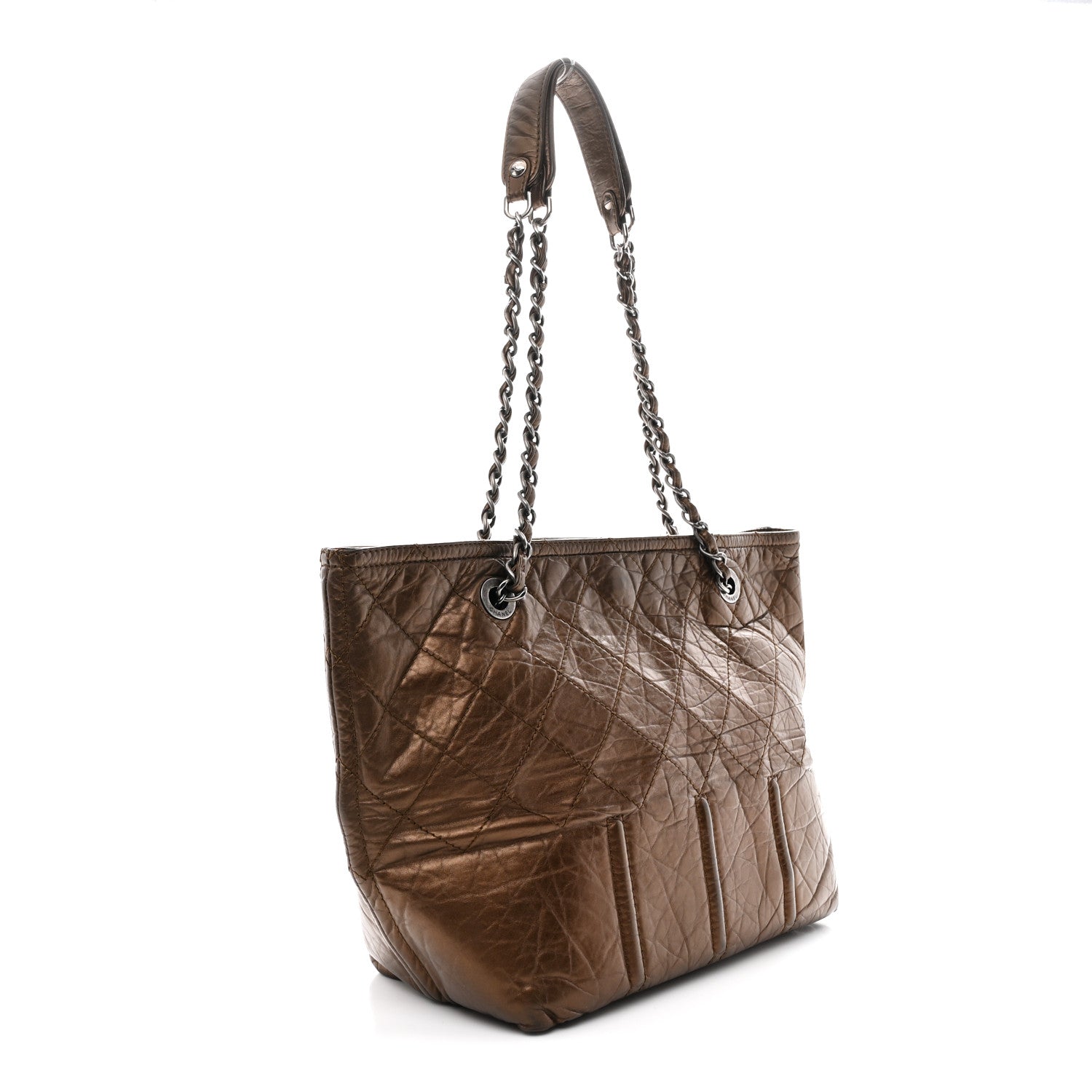 Chanel Metallic Aged Calfskin Small Shopping In Moscow Tote Bronze 3 of 11