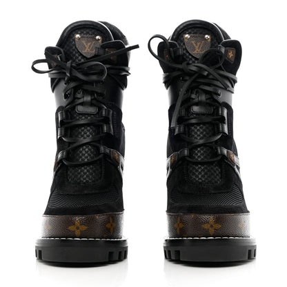 Louis Vuitton Suede Calfskin Monogram Star Trail Ankle Boots 40 Black 2 of 7