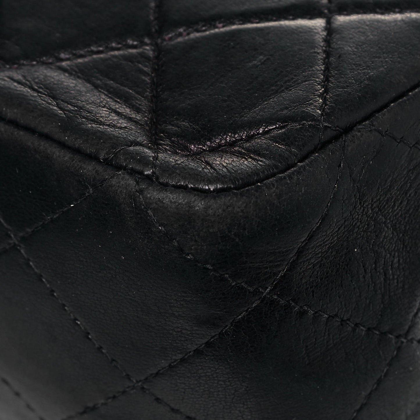 Lambskin Quilted Medium Double Flap Black