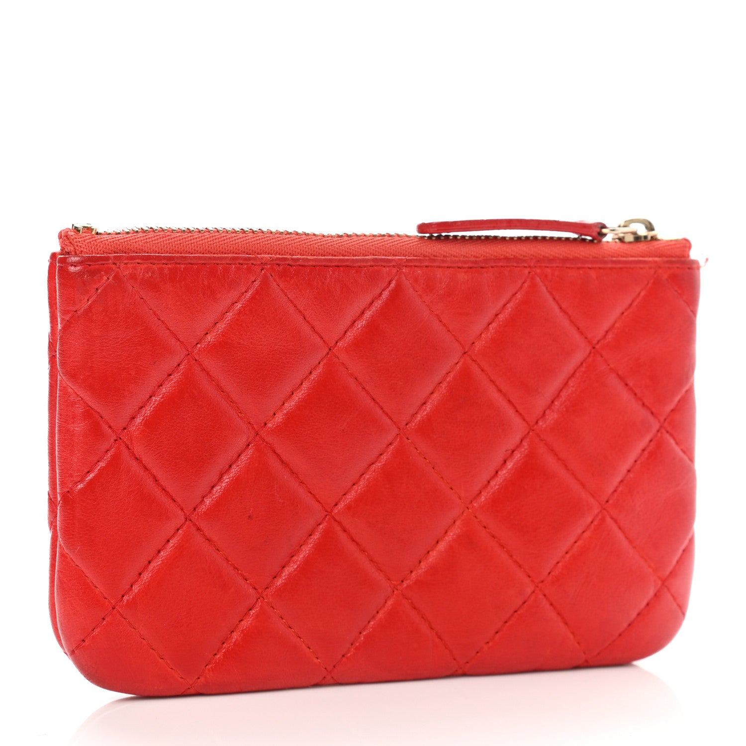 Chanel Lambskin Quilted Small Cosmetic Case Red 3 of 10