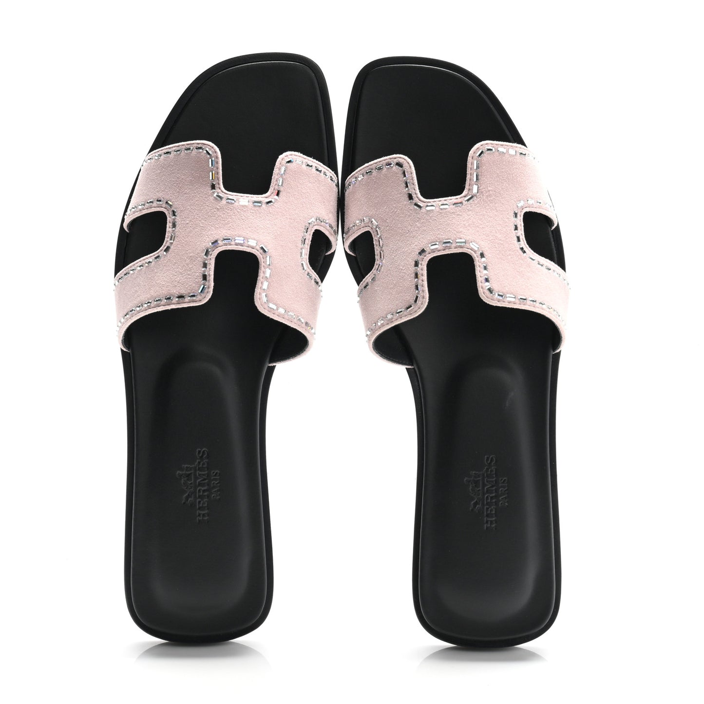 Suede Goatskin Crystal Embellished Oran Sandals 37 Rose Porcelaine