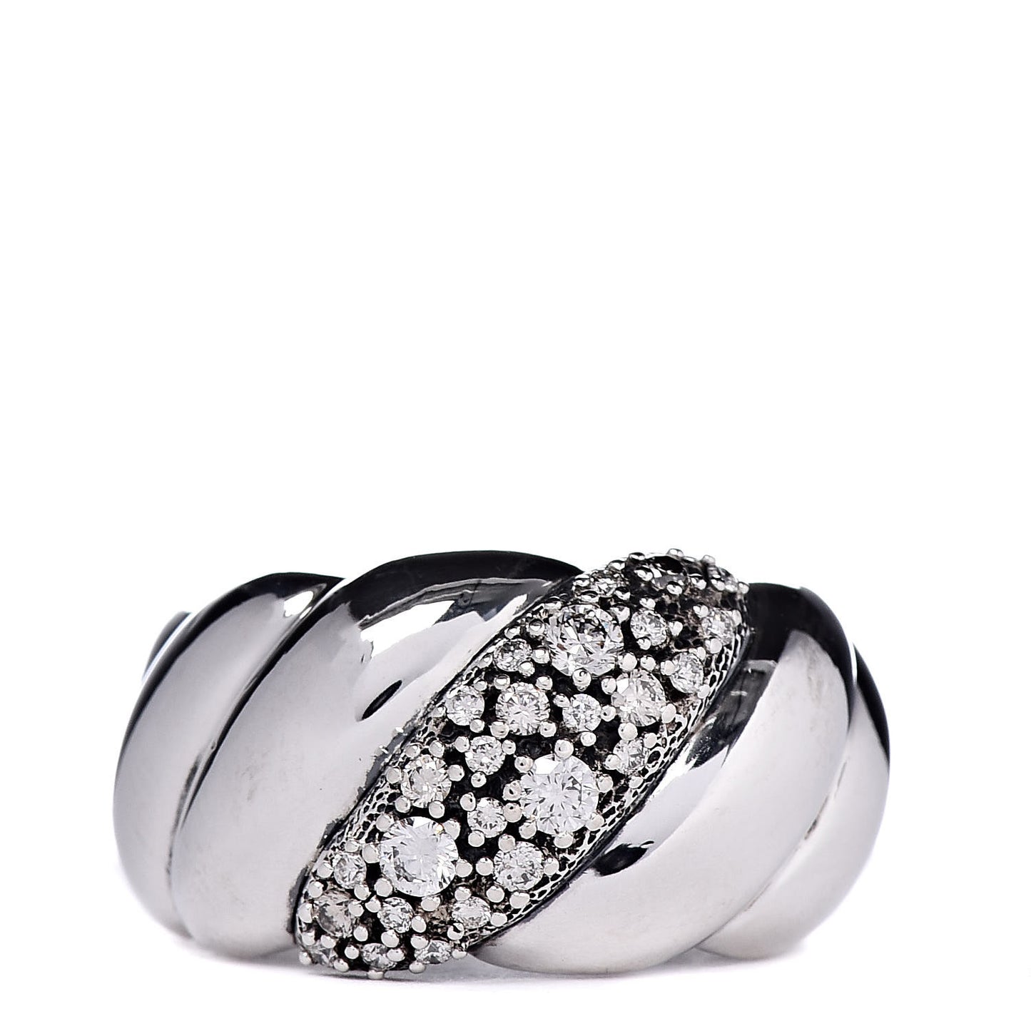Sterling Silver Diamond Sculpted Cable Ring 54 6.75