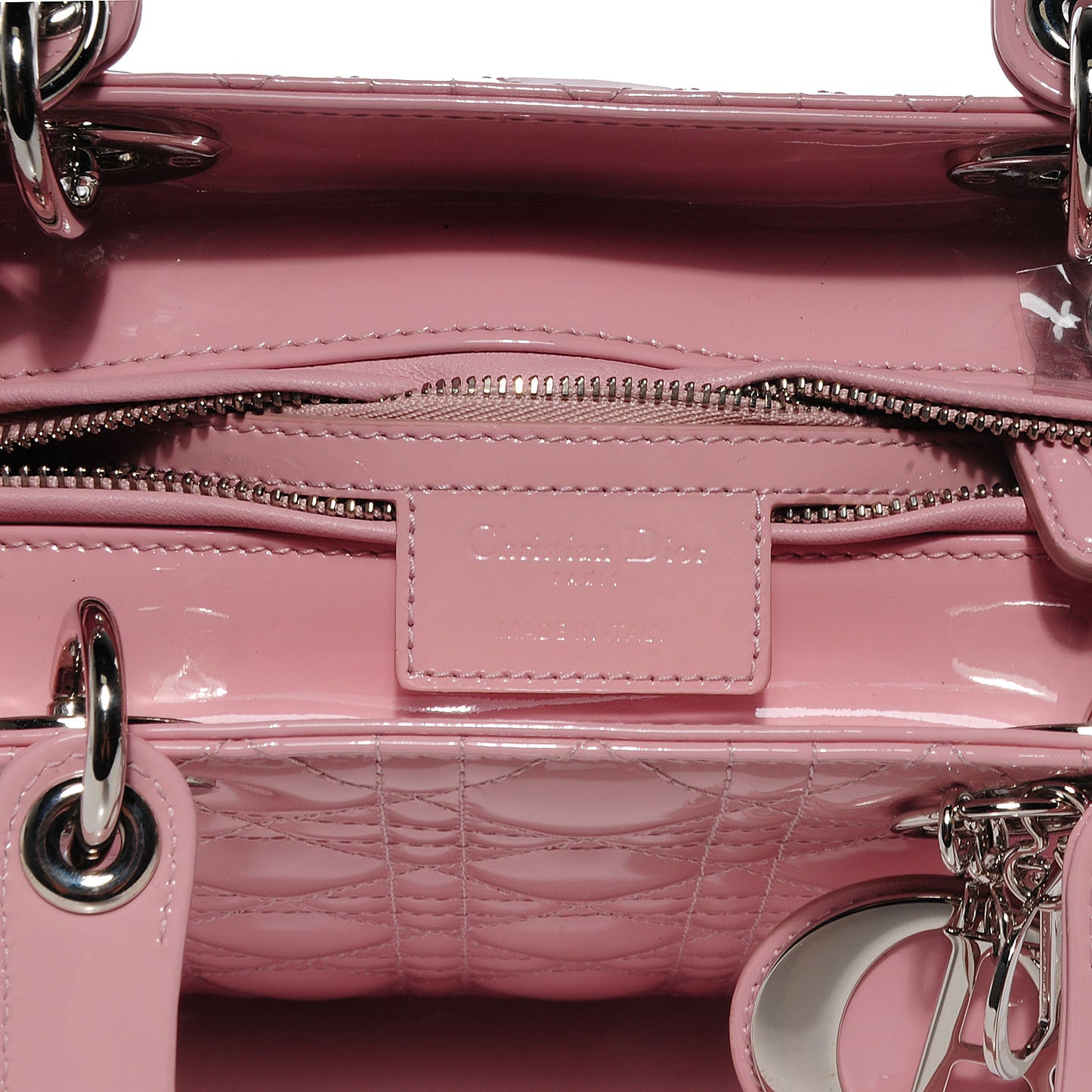 Patent Cannage Medium Lady Dior Rose Clair