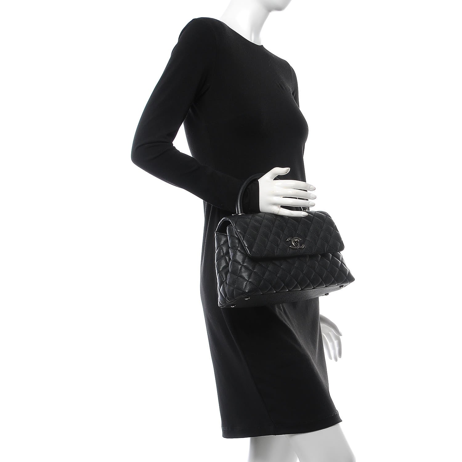 Chanel Caviar Quilted Small Coco Handle Flap Black 3 of 12