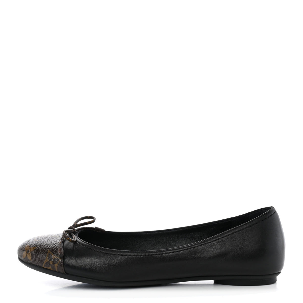 Louis Vuitton Calfskin Monogram Bow Ballerina Flats 38 Black 1 of 10