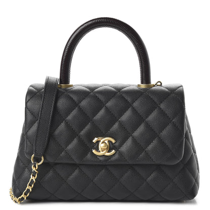 Chanel Caviar Lizard Embossed Quilted Mini Coco Handle Flap Black 1 of 11