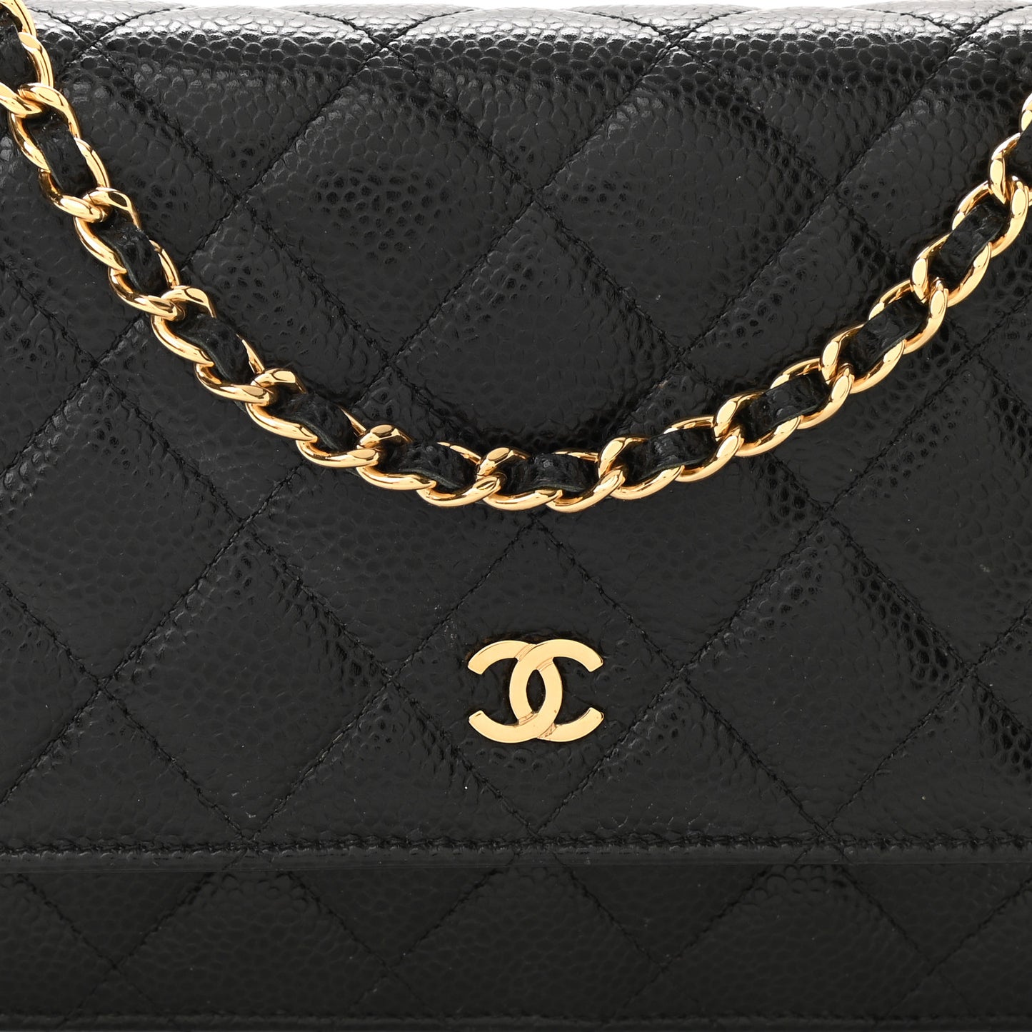 Caviar Quilted Wallet On Chain WOC Black
