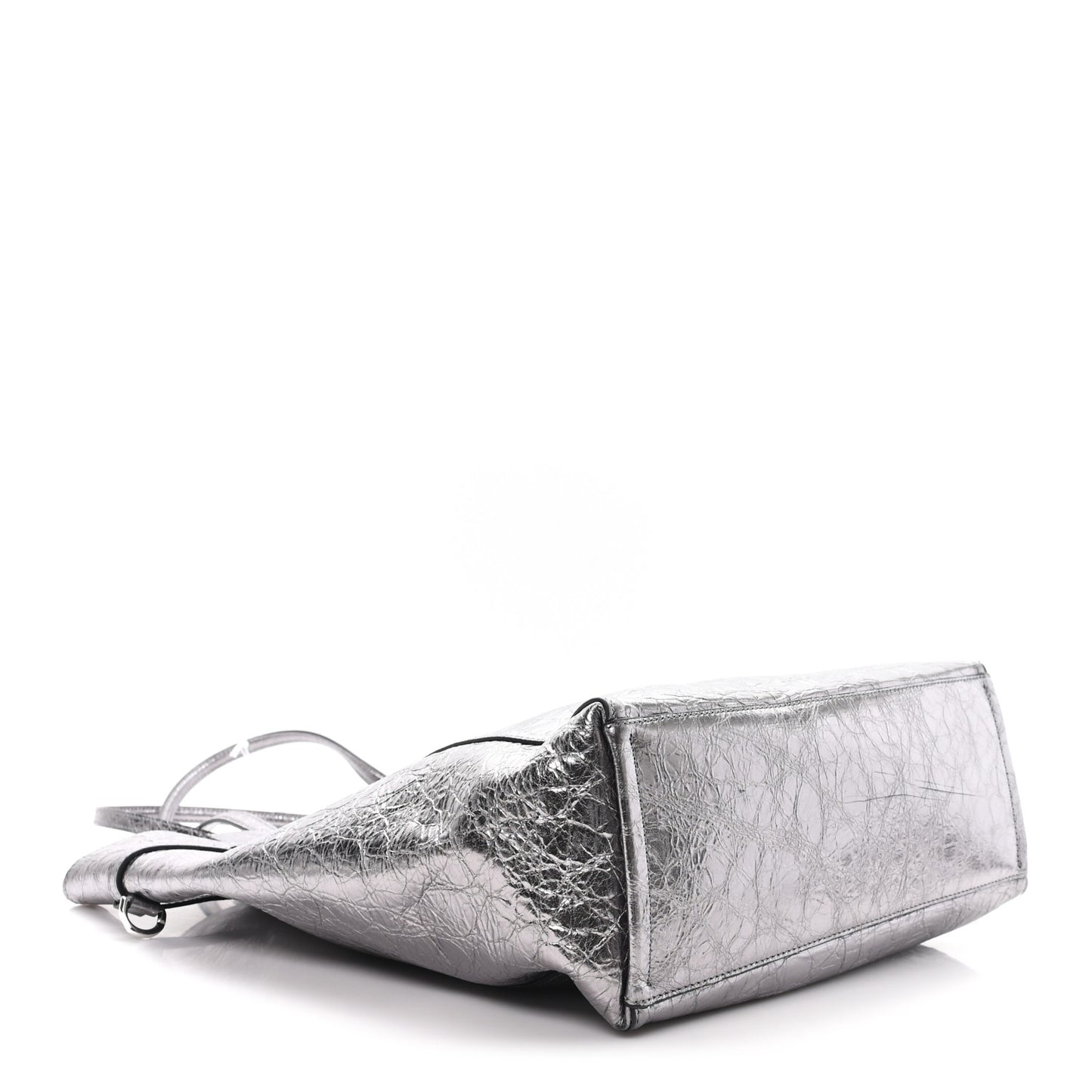 Metallic Calfskin Medium Voyou Bag Silver