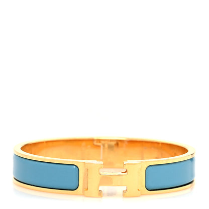 Hermes Enamel Narrow Clic Clac H Bracelet PM Bleu Azure 1 of 6