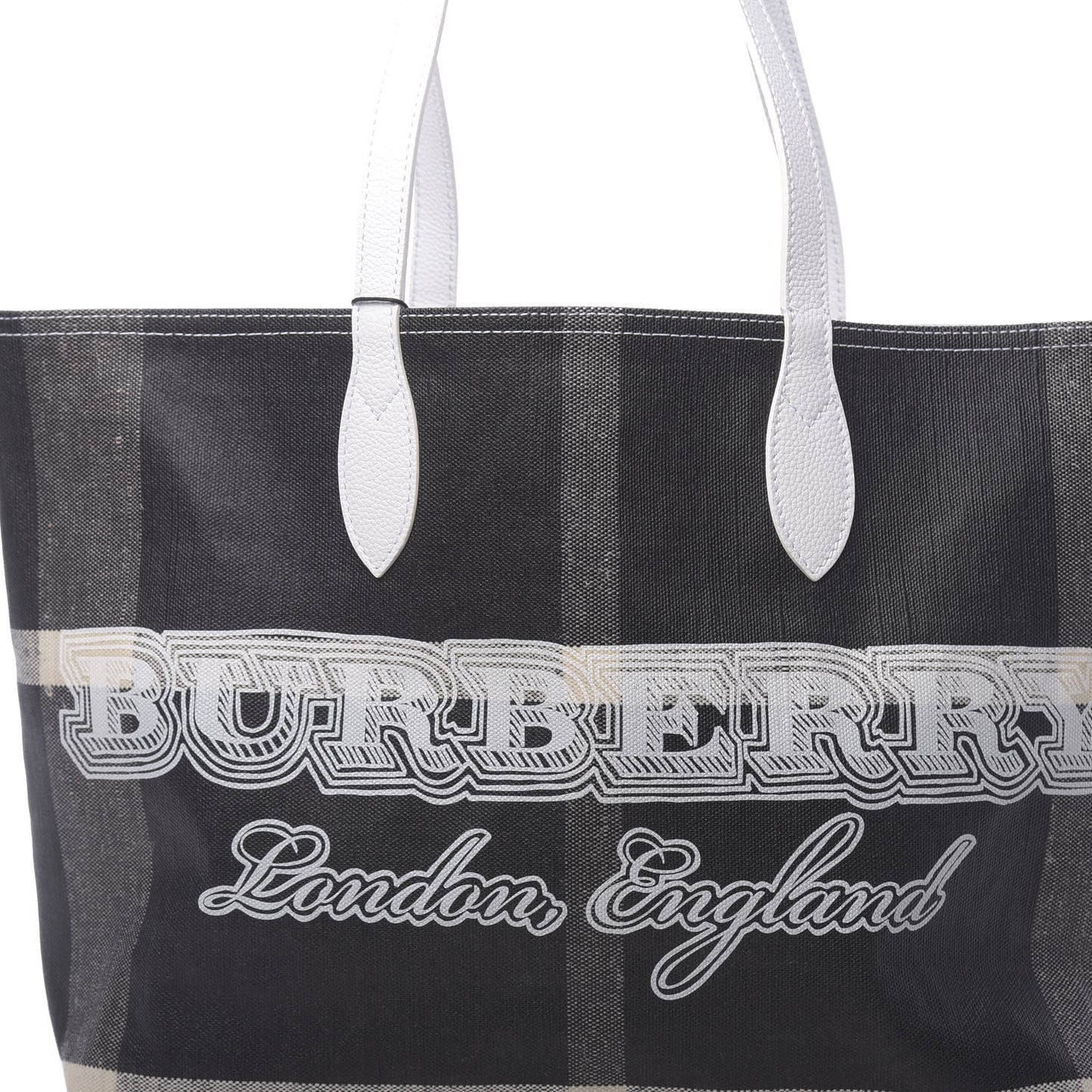 Coated Canvas Mega Check Medium Doodle Tote Black White