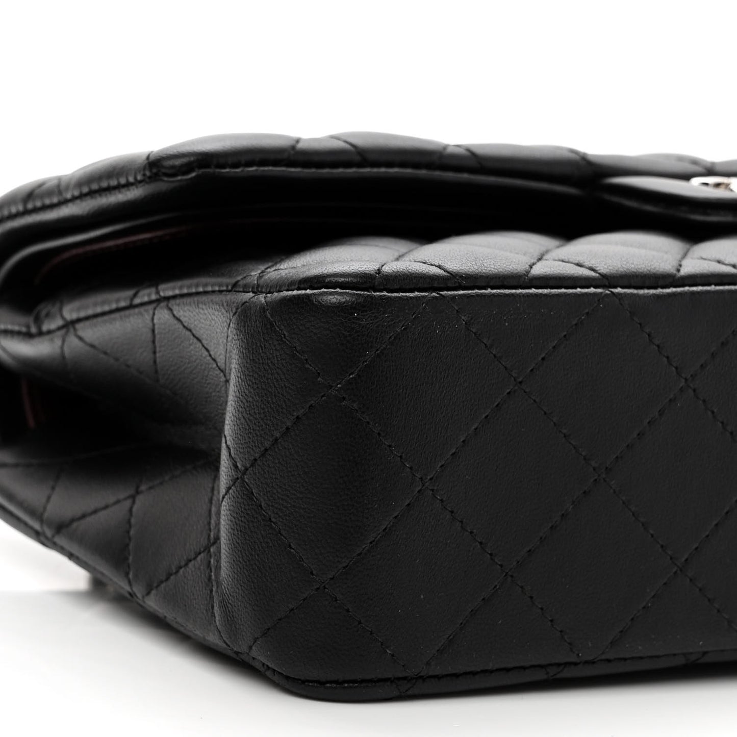 Lambskin Quilted Medium Double Flap Black