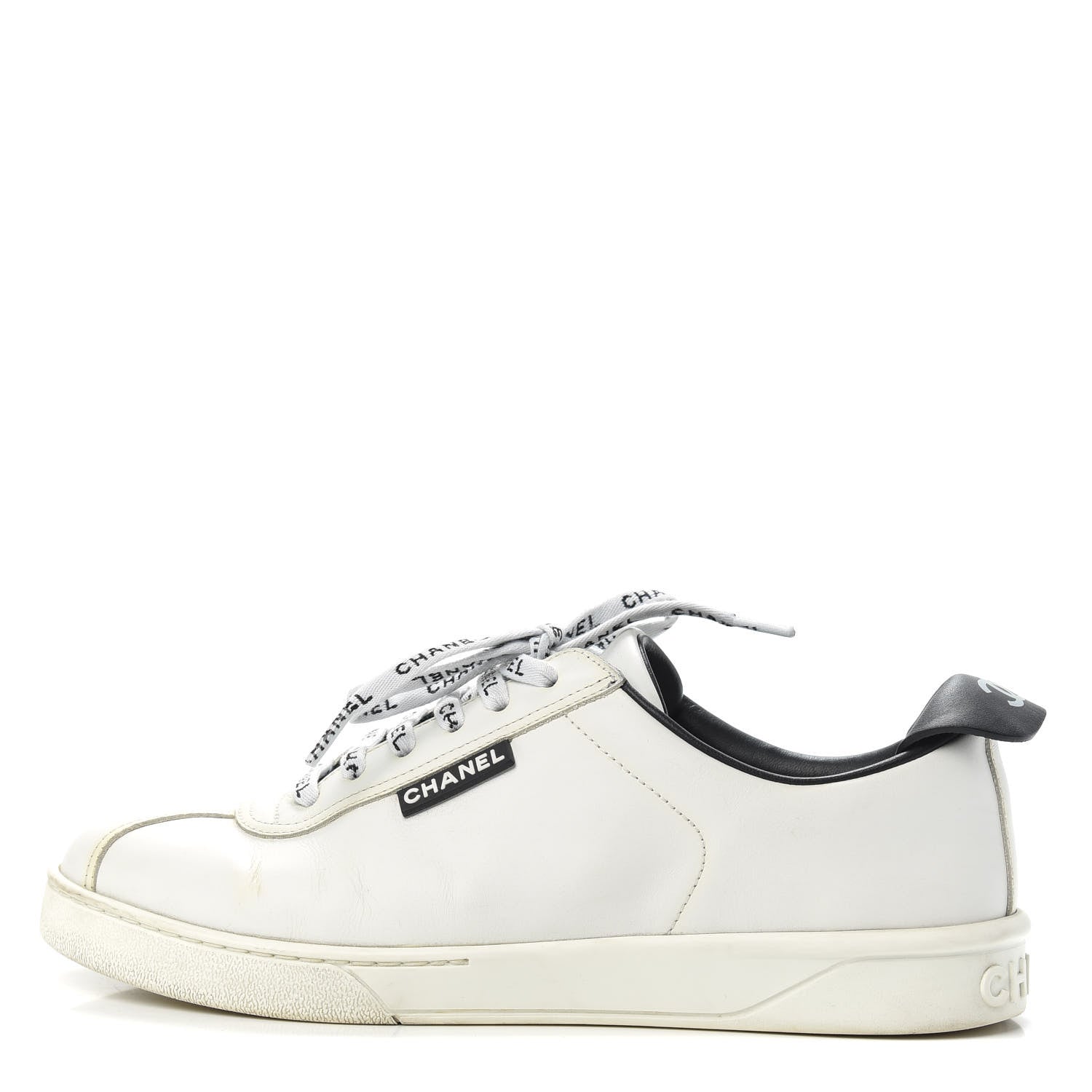 Chanel Calfskin CC Womens Sneakers 38.5 White 1 of 22