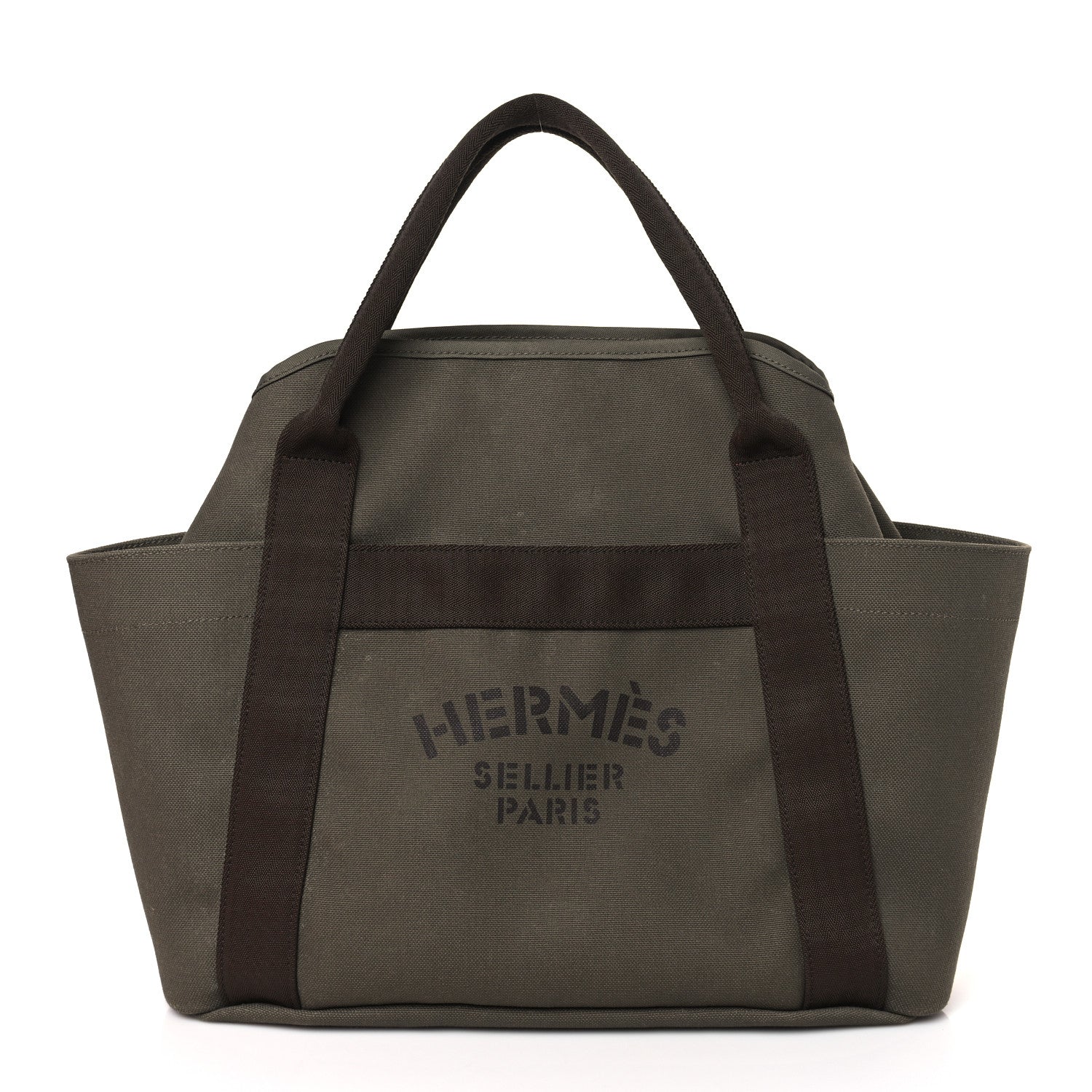 Hermes Toile Sac De Pansage Groom Kaki Feu 3 of 9