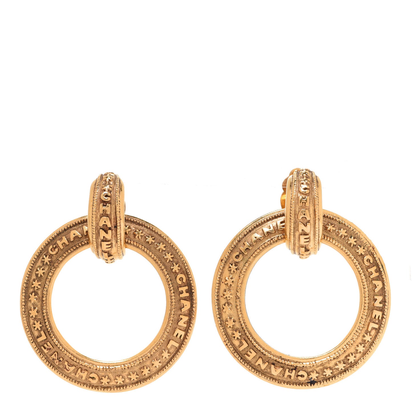 Logo Hoop Clip On Earrings Gold