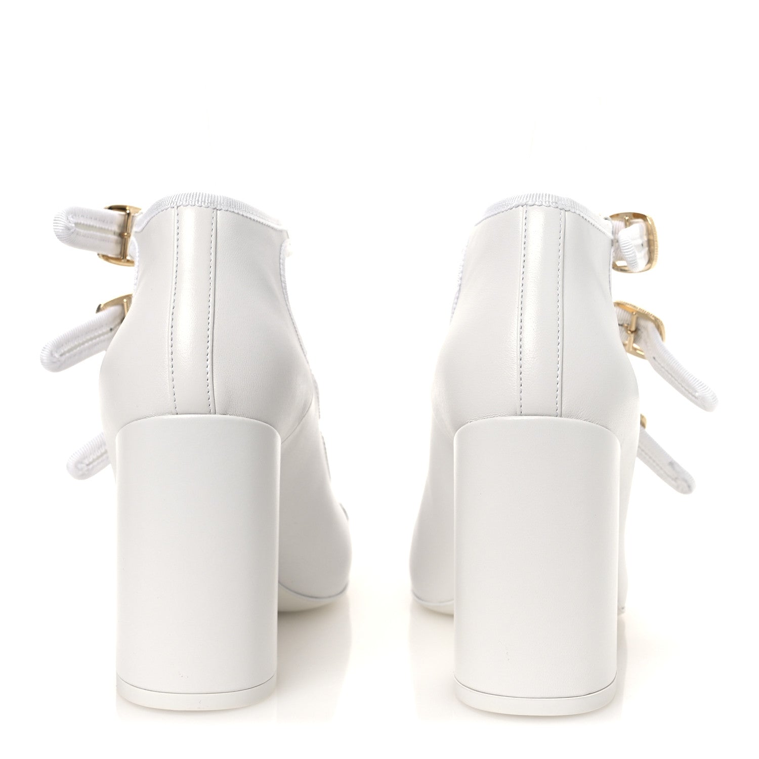 Chanel Lambskin Metal Mary Jane Pumps 37 White Black 1855610