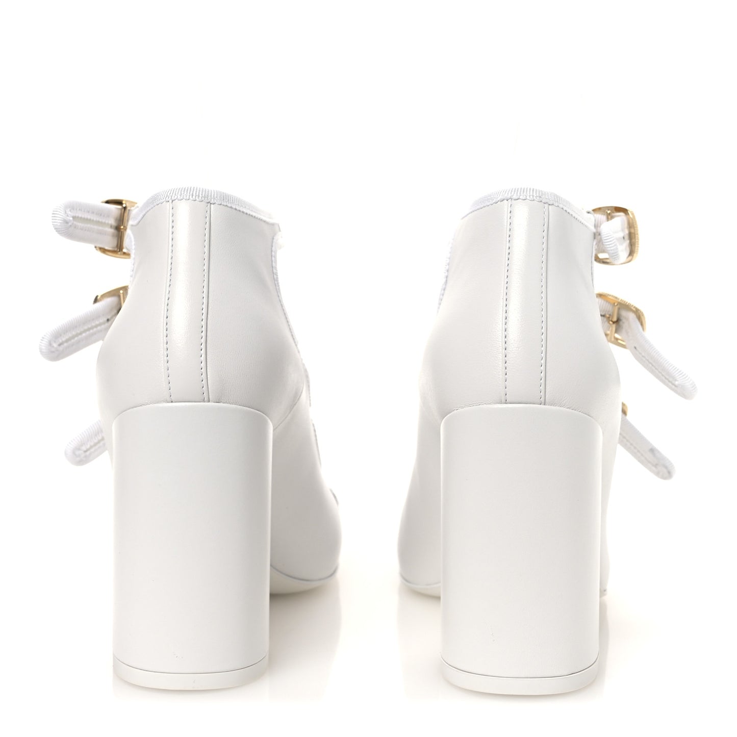 Lambskin Metal Mary Jane Pumps 37 White Black