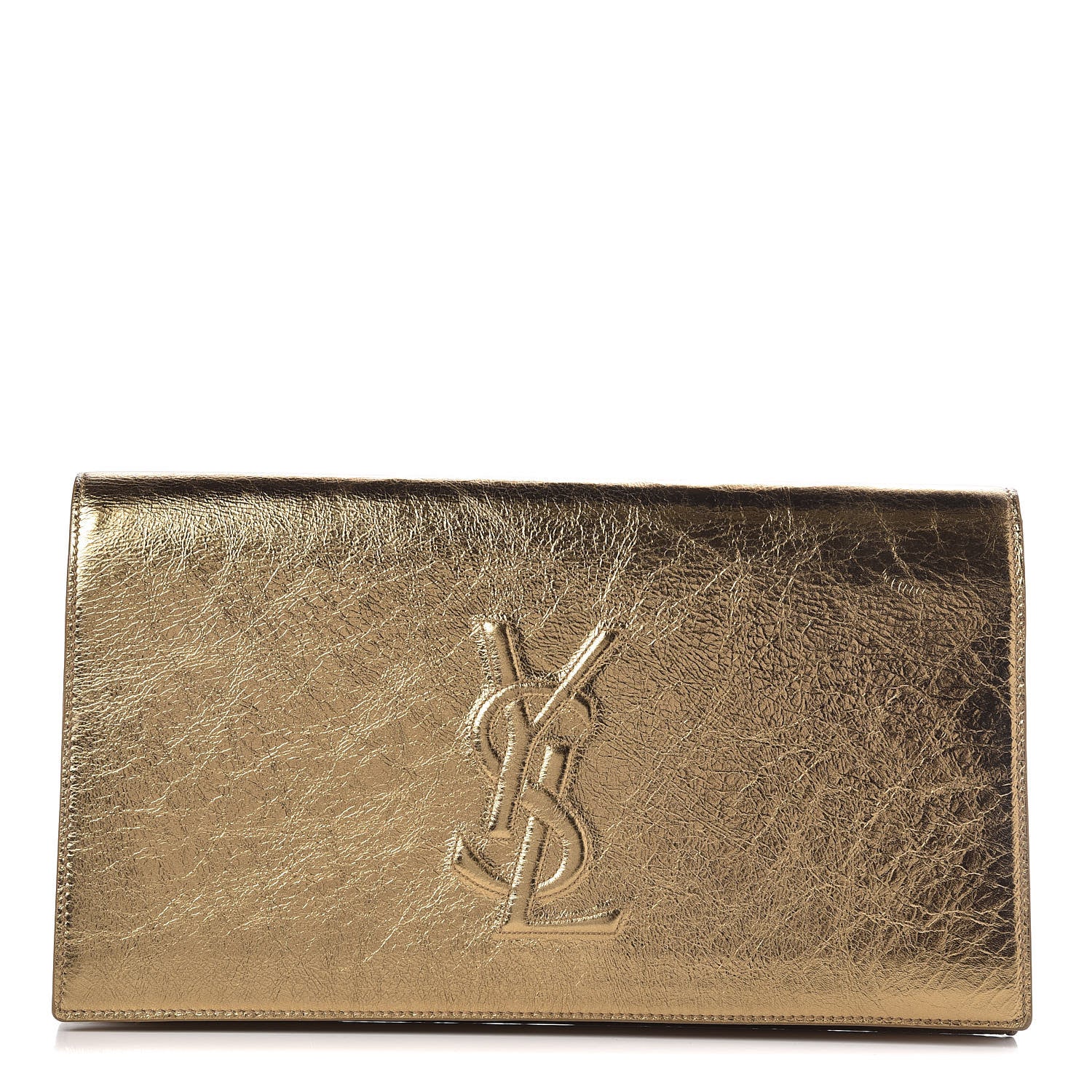 Saint Laurent Metallic Calfskin Monogram Large Belle De Jour Clutch Gold 1 of 10