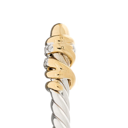 David Yurman Sterling Silver 18K Yellow Gold Diamond 3mm Helena Cuff Bracelet 1 of 3