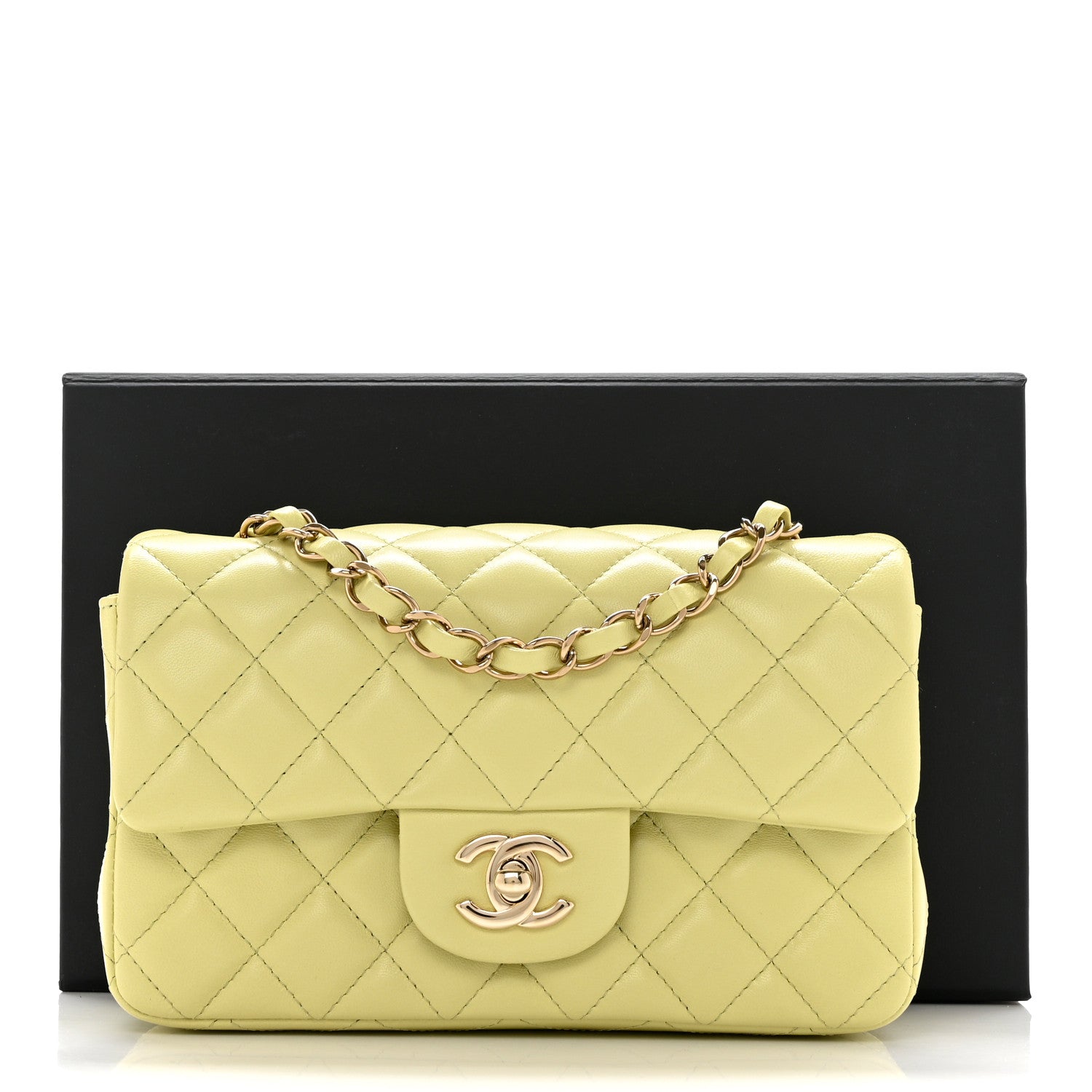 Chanel Lambskin Quilted Mini Rectangular Flap Light Green 11 of 11