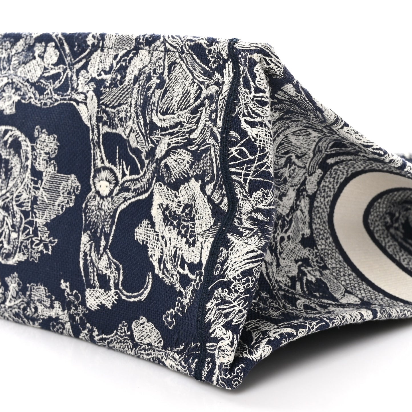Canvas Embroidered Large Dioriviera Toile De Jouy Reverse Book Tote Blue