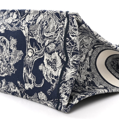 Christian Dior Canvas Embroidered Large Dioriviera Toile De Jouy Reverse Book Tote Blue 10 of 11