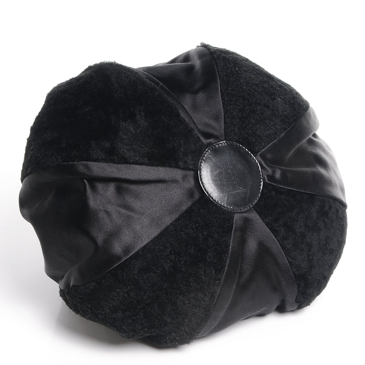 Fur Satin Drawstring Tassel Sac Cordon Shoulder Bag Black
