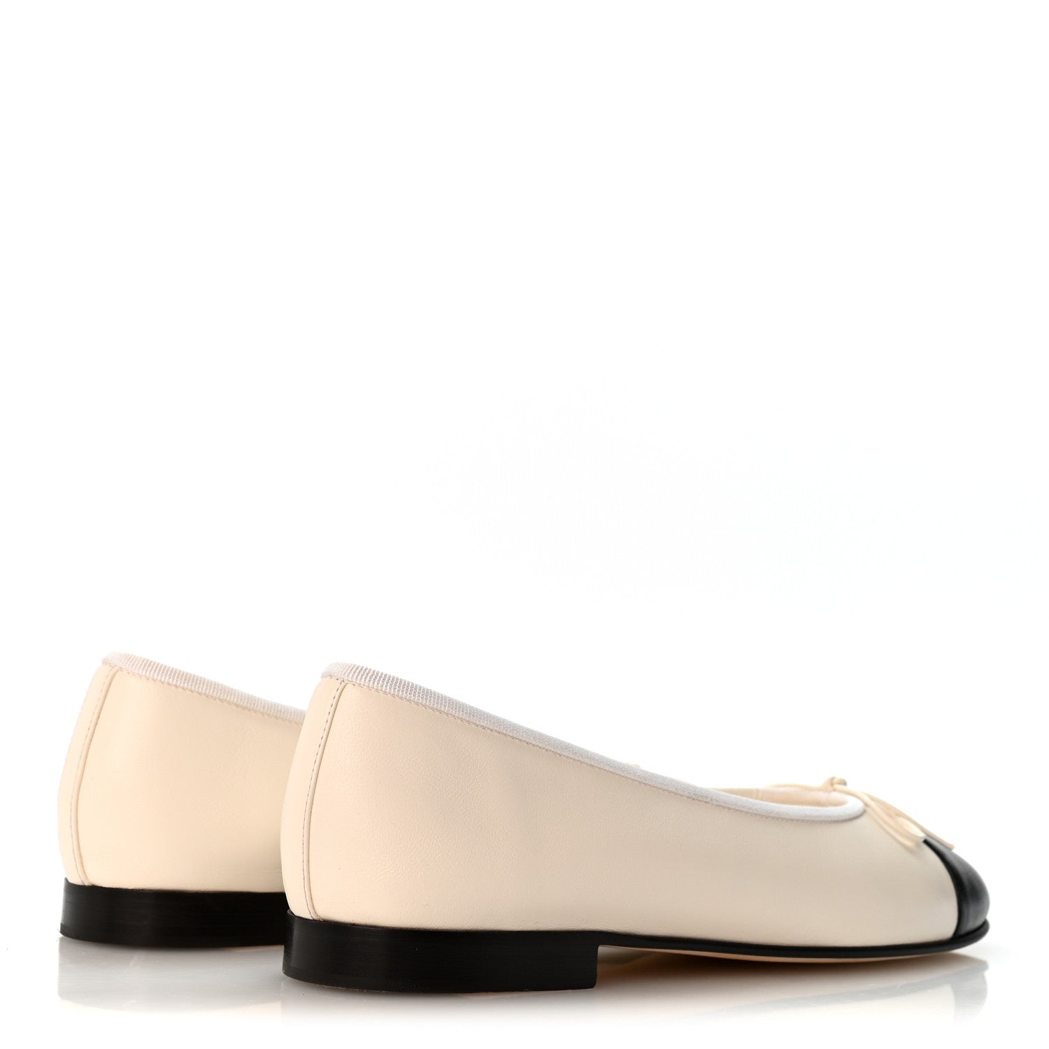 Chanel Lambskin Cap Toe CC Ballerina Flats 39 White Black 5 of 10