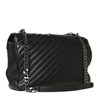 Saint Laurent Sheepskin Matelasse Chevron Monogram Large College Satchel Black 4 of 25